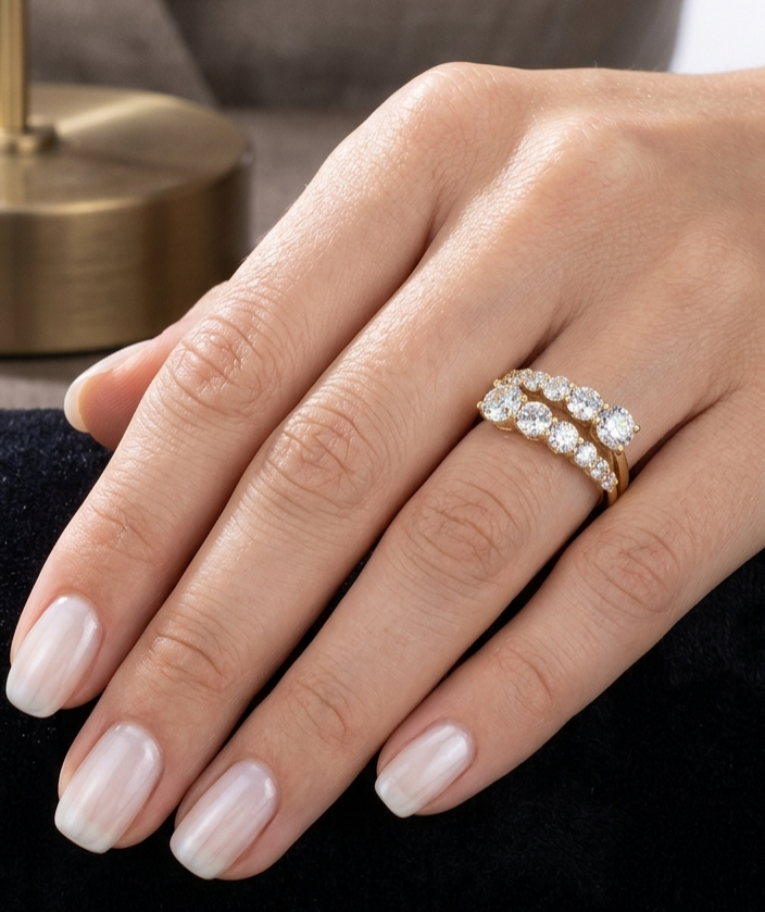 Anello doppia fascia con zirconi