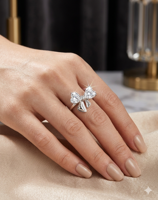 Anello fiocco con zirconi
