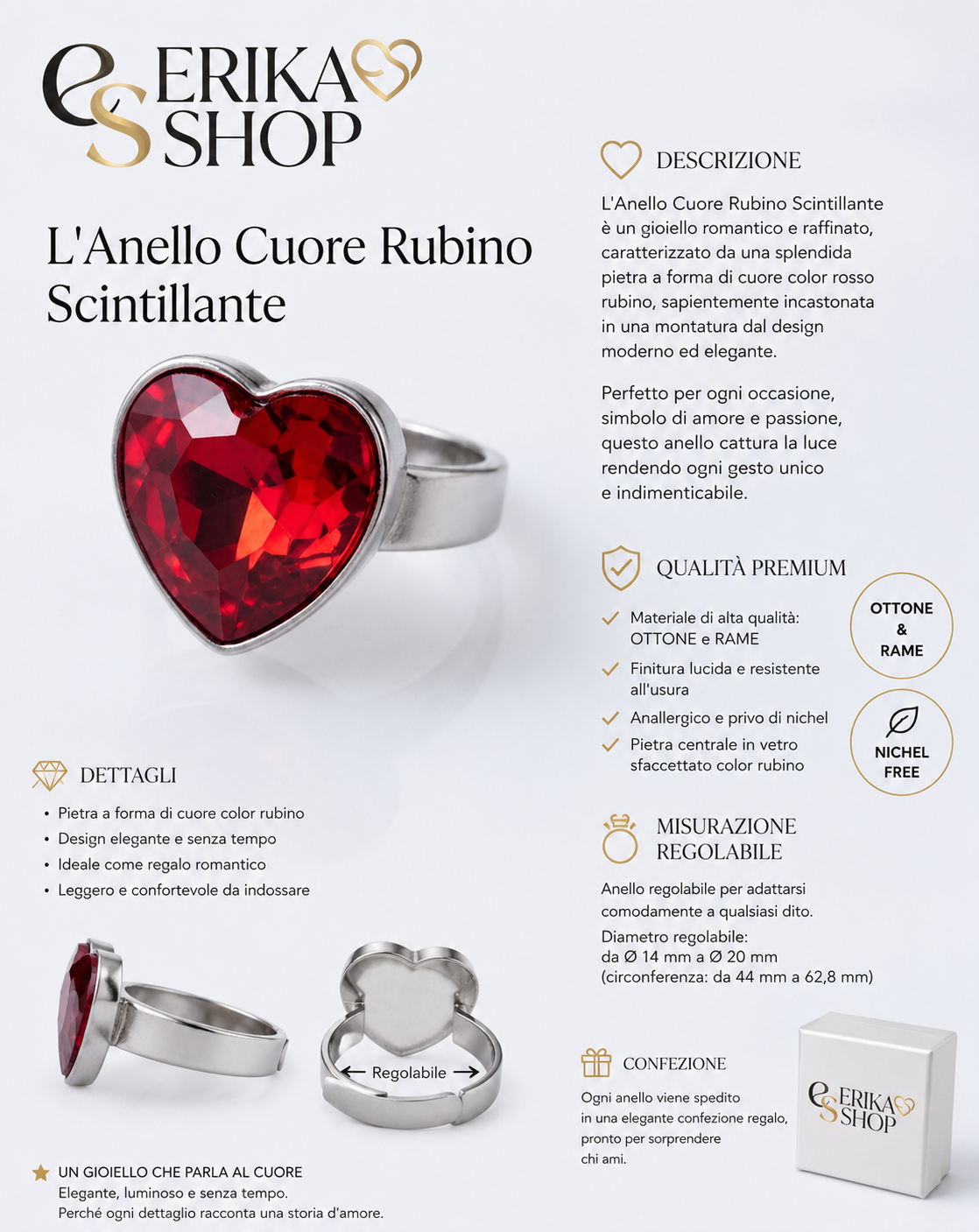 Anello cuore luminoso