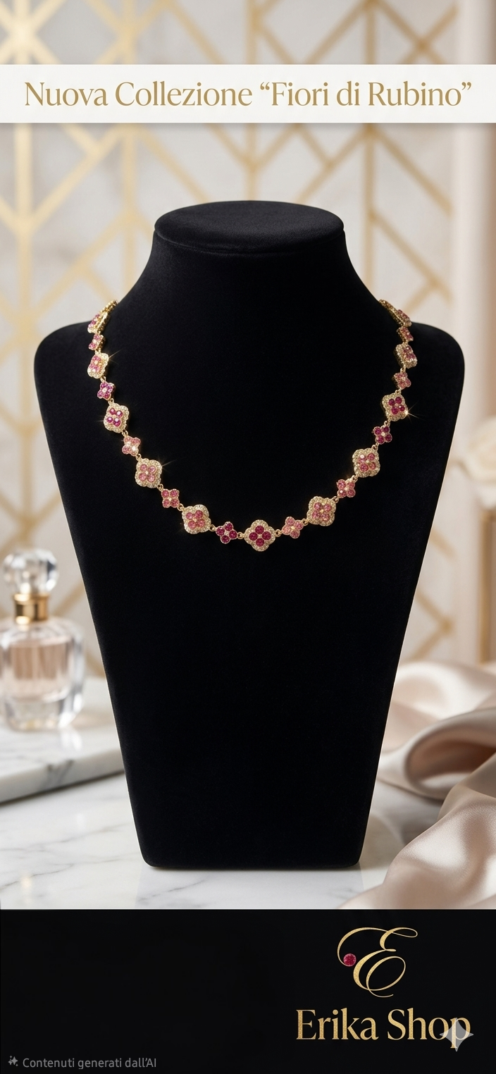 Collana fiori di rubino