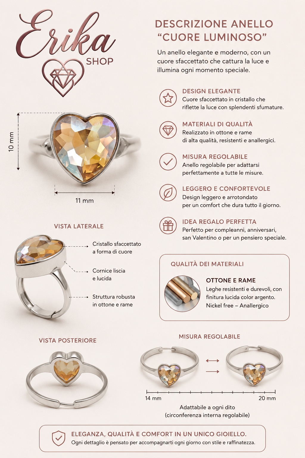 Anello cuore luminoso
