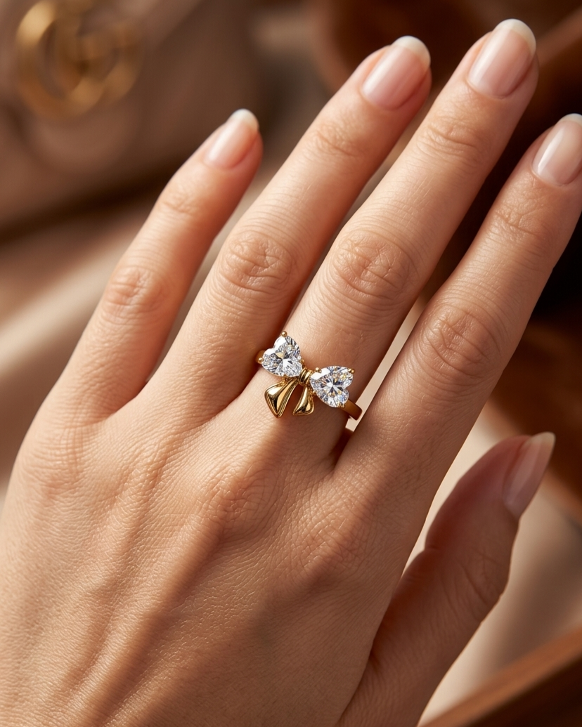 Anello fiocco con zirconi