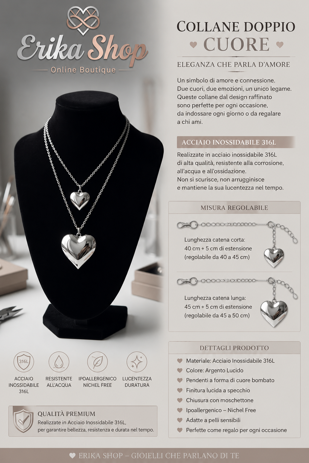 COLLANA DOPPIO CUORE